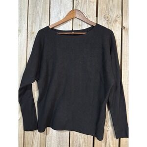 Via Milano Black Minimalist Wool Blend Knit Top |